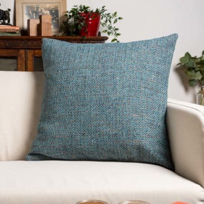 Rustic Basketweave Extra-Large Cushion in Teal Blue