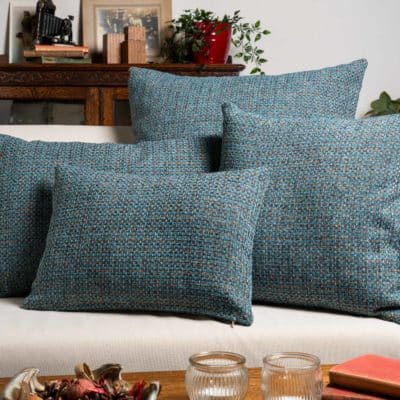 Rustic Basketweave Extra-Large Cushion in Teal Blue