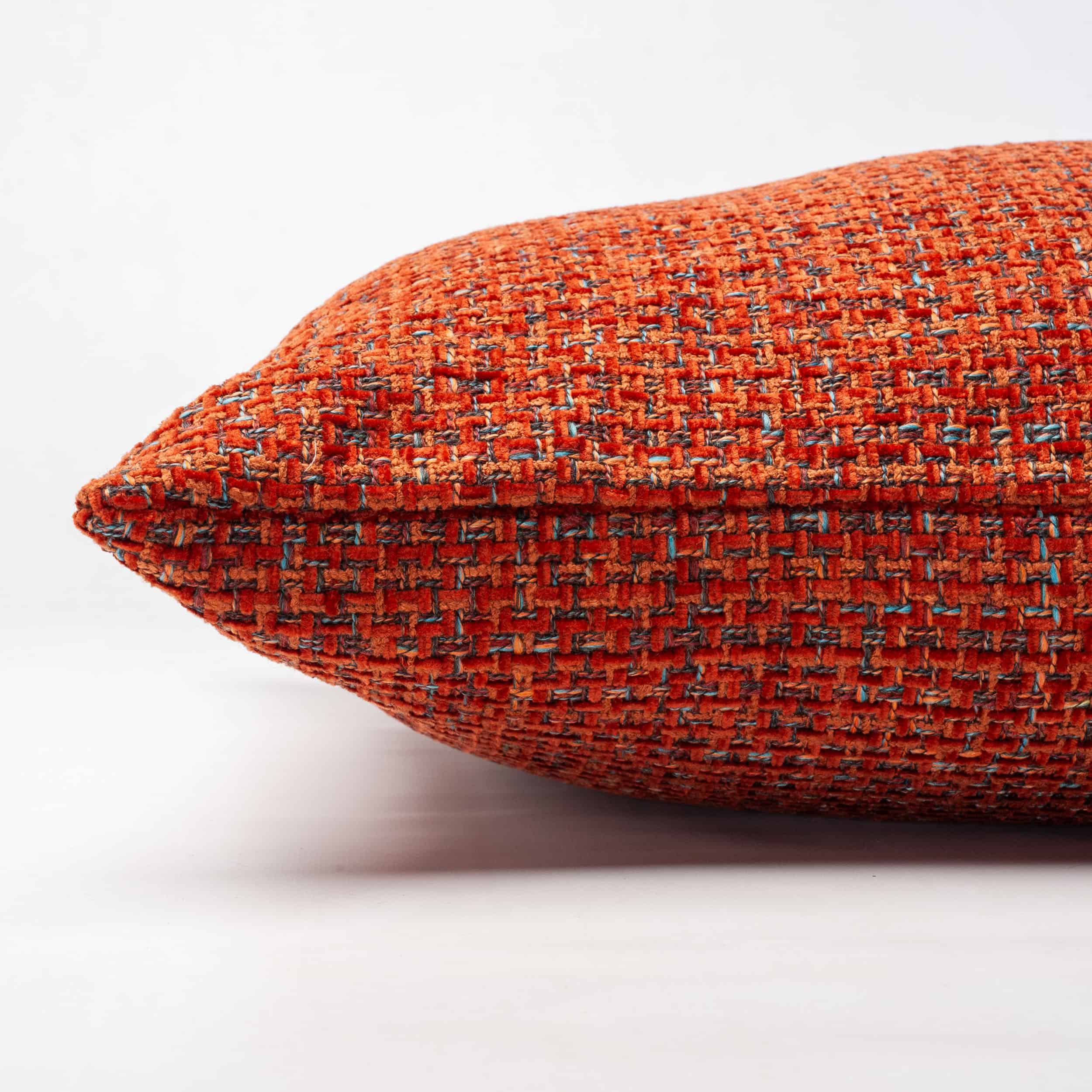 Rustic Basketweave Boudoir Cushion in Burnt Orange