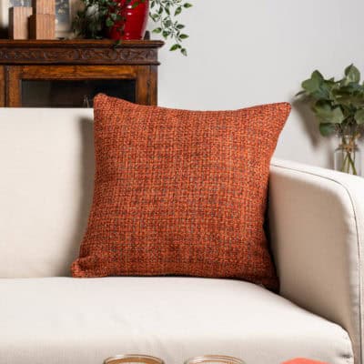 Rustic Basketweave Cushion in Burnt Orange