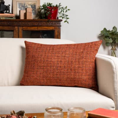 Rustic Basketweave XL Rectangular Cushion in Burnt Orange