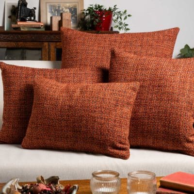 Rustic Basketweave Extra-Large Cushion in Burnt Orange
