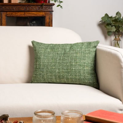 Rustic Basketweave Boudoir Cushion in Moss Green