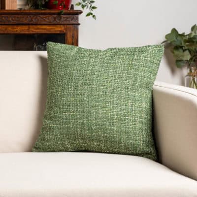 Rustic Basketweave Cushion in Moss Green