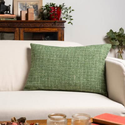 Rustic Basketweave XL Rectangular Cushion in Moss Green