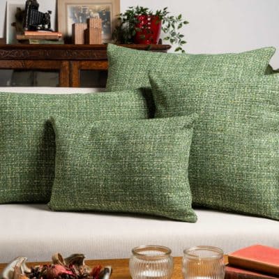 Rustic Basketweave XL Rectangular Cushion in Moss Green