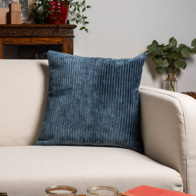 Velvet Jumbo Corduroy Cushion in Ink Blue