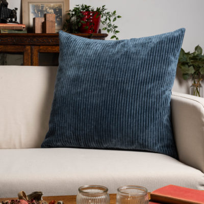 Velvet Jumbo Corduroy Extra-Large Cushion in Ink Blue