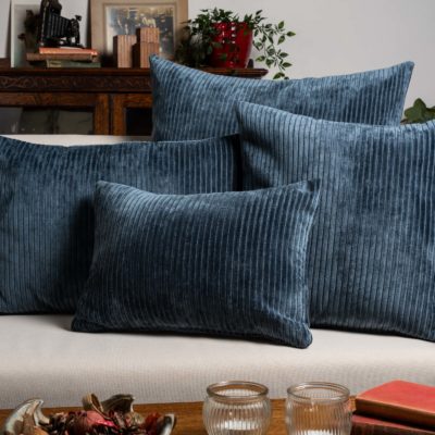 Velvet Jumbo Corduroy Extra-Large Cushion in Ink Blue
