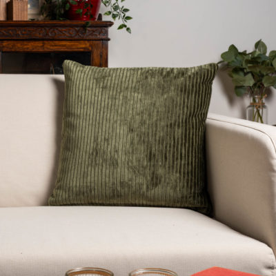 Velvet Jumbo Corduroy Cushion in Olive Green