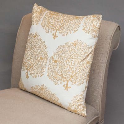 Mulberry Tree Cushion in Ochre Yellow Reverse