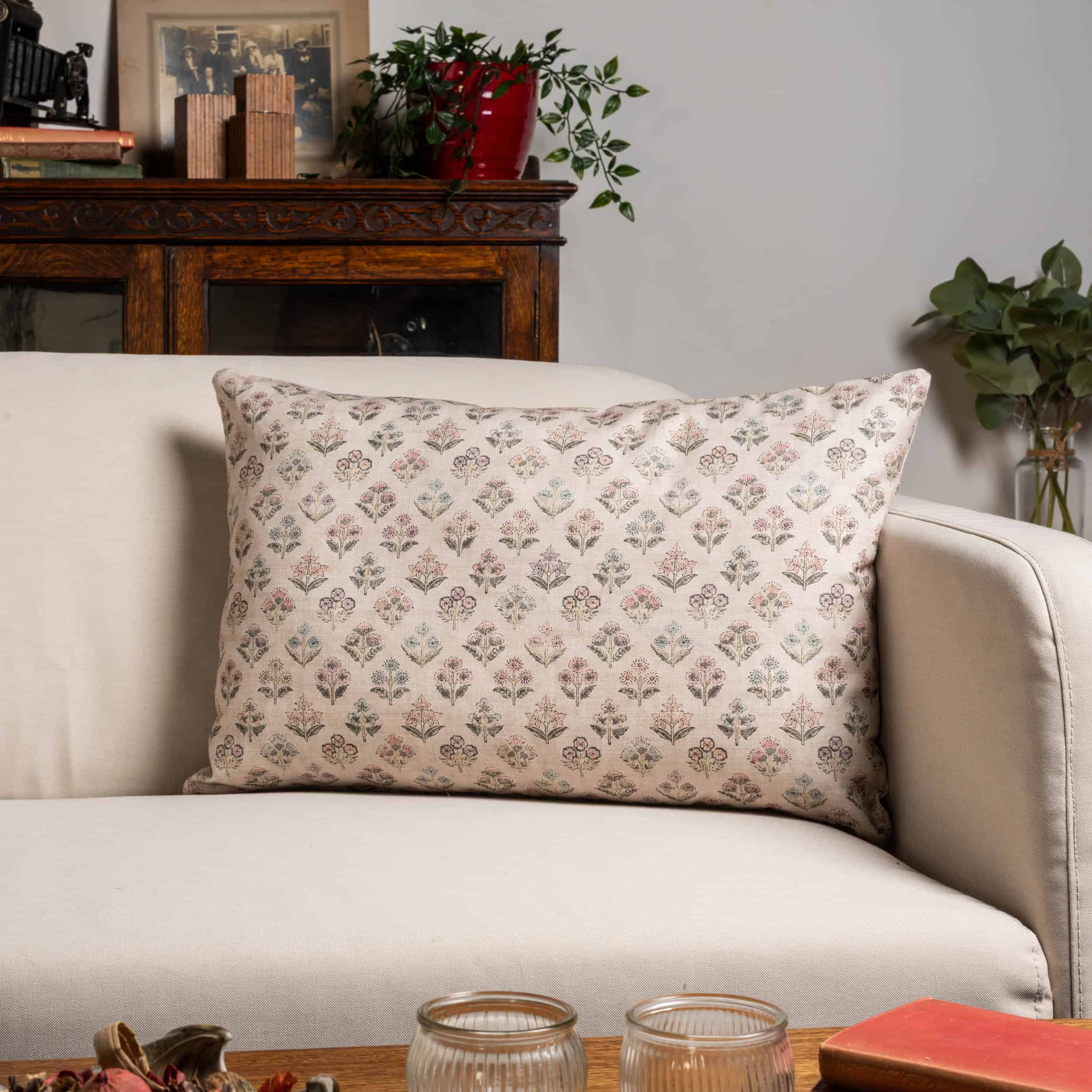 Vintage Meadow XL Rectangular Cushion in Natural