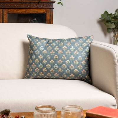 Vintage Meadow Boudoir Cushion in Chambray Blue