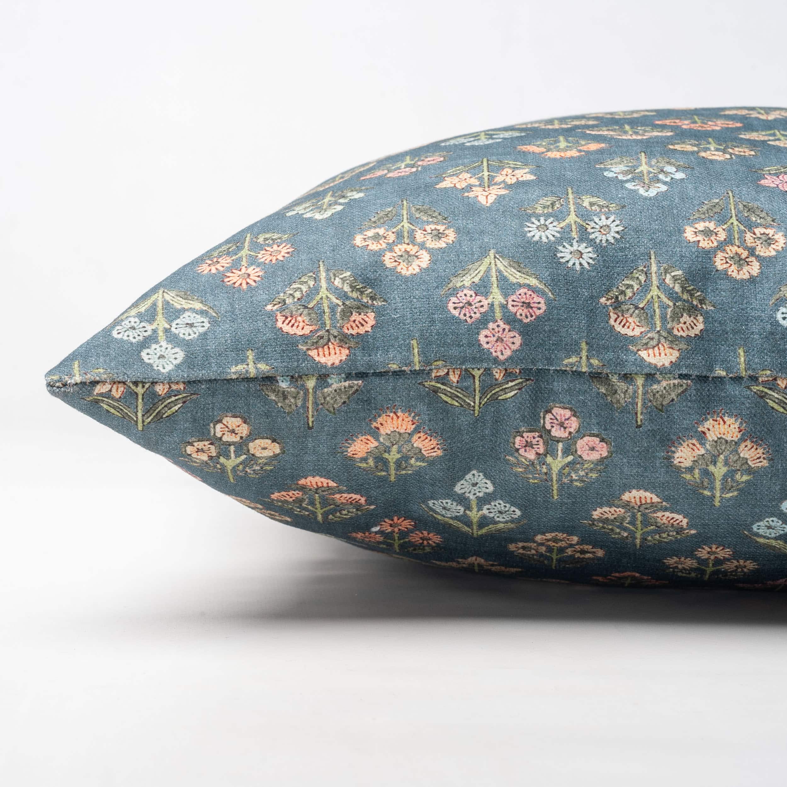 Vintage Meadow Boudoir Cushion in Chambray Blue