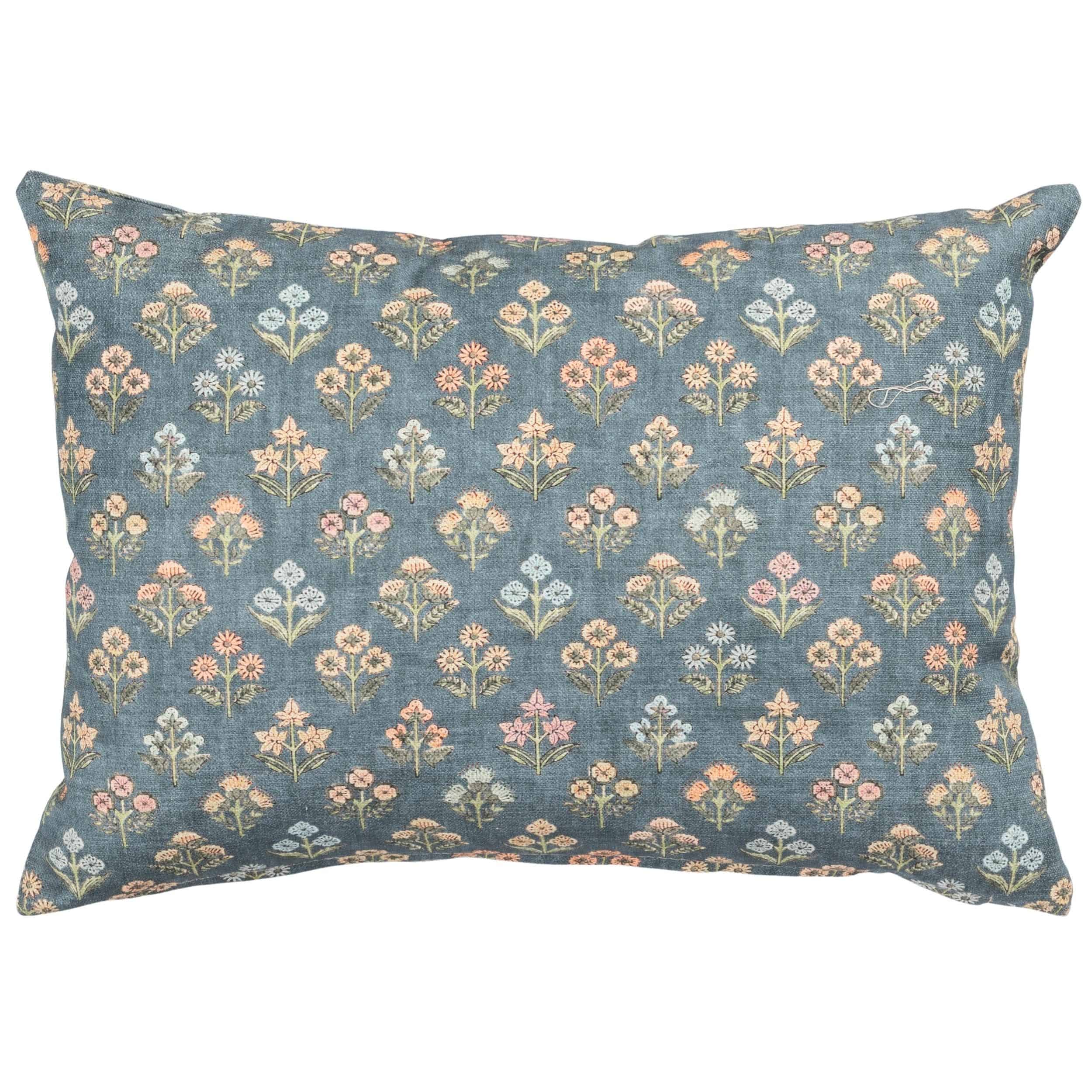 Vintage Meadow Boudoir Cushion in Chambray Blue