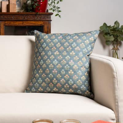 Vintage Meadow Cushion in Chambray Blue