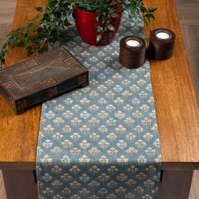 Vintage Meadow Table Runner in Chambray Blue