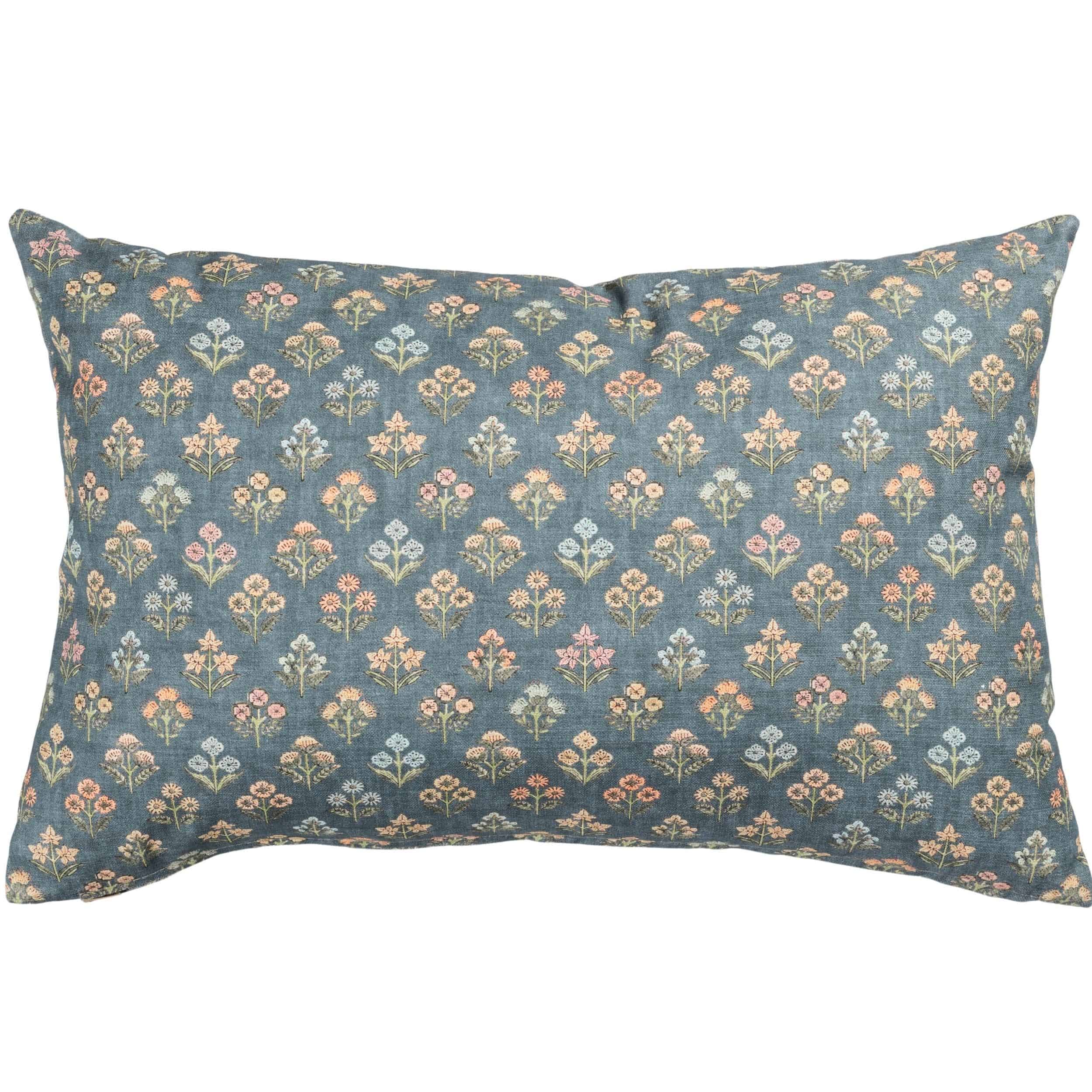 Vintage Meadow XL Rectangular Cushion in Chambray Blue