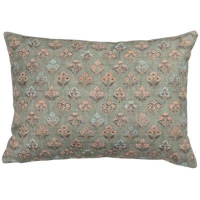 Vintage Meadow Boudoir Cushion in Willow Green