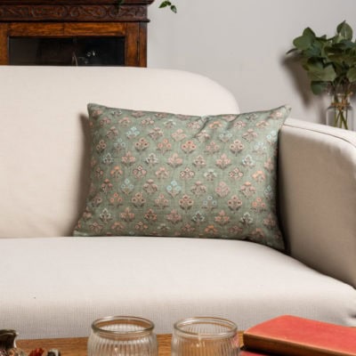 Vintage Meadow Boudoir Cushion in Willow Green