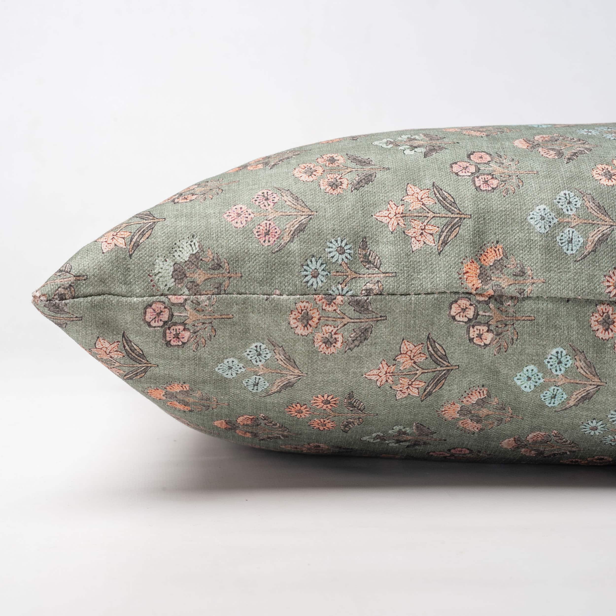 Vintage Meadow Boudoir Cushion in Willow Green
