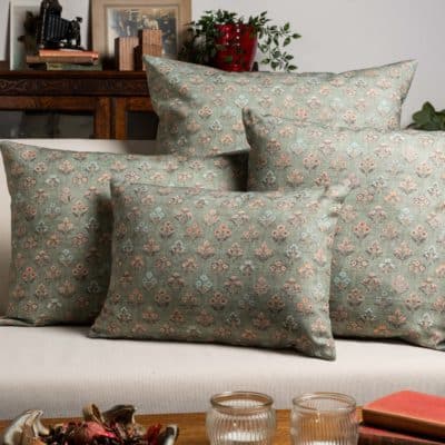 Vintage Meadow Cushion in Willow Green