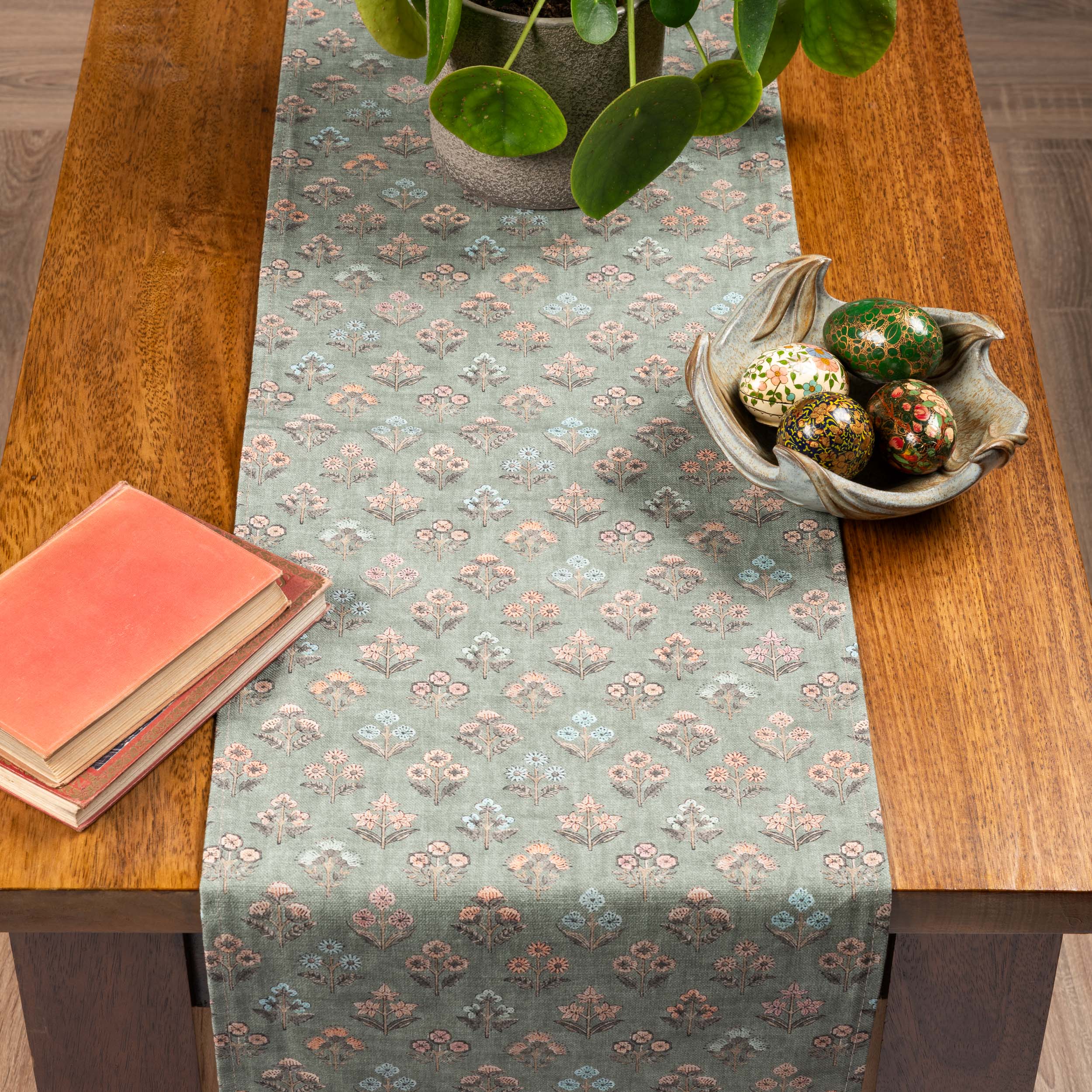 Vintage Meadow Table Runner in Willow Green