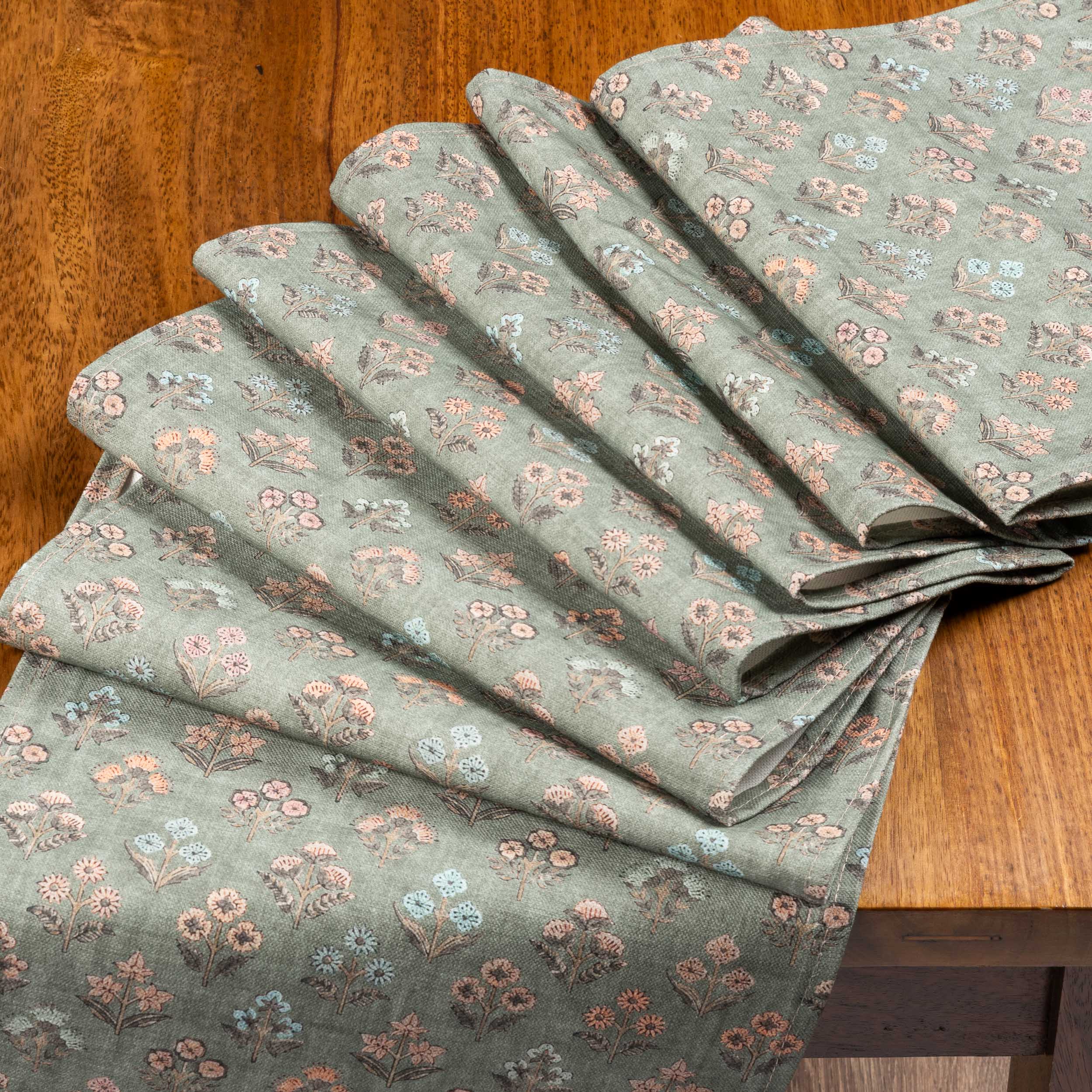 Vintage Meadow Table Runner in Willow Green
