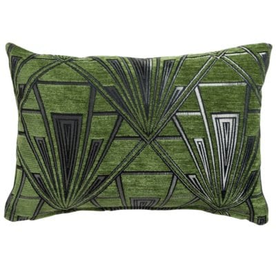 Art Deco Geometric Boudoir Cushion in Moss Green