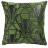 Art Deco Geometric Velvet Chenille Cushion in Moss Green