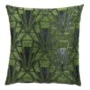 Art Deco Geometric Velvet Chenille Extra-Large Cushion in Moss Green