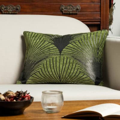 Art Deco Fan Boudoir Cushion in Moss Green