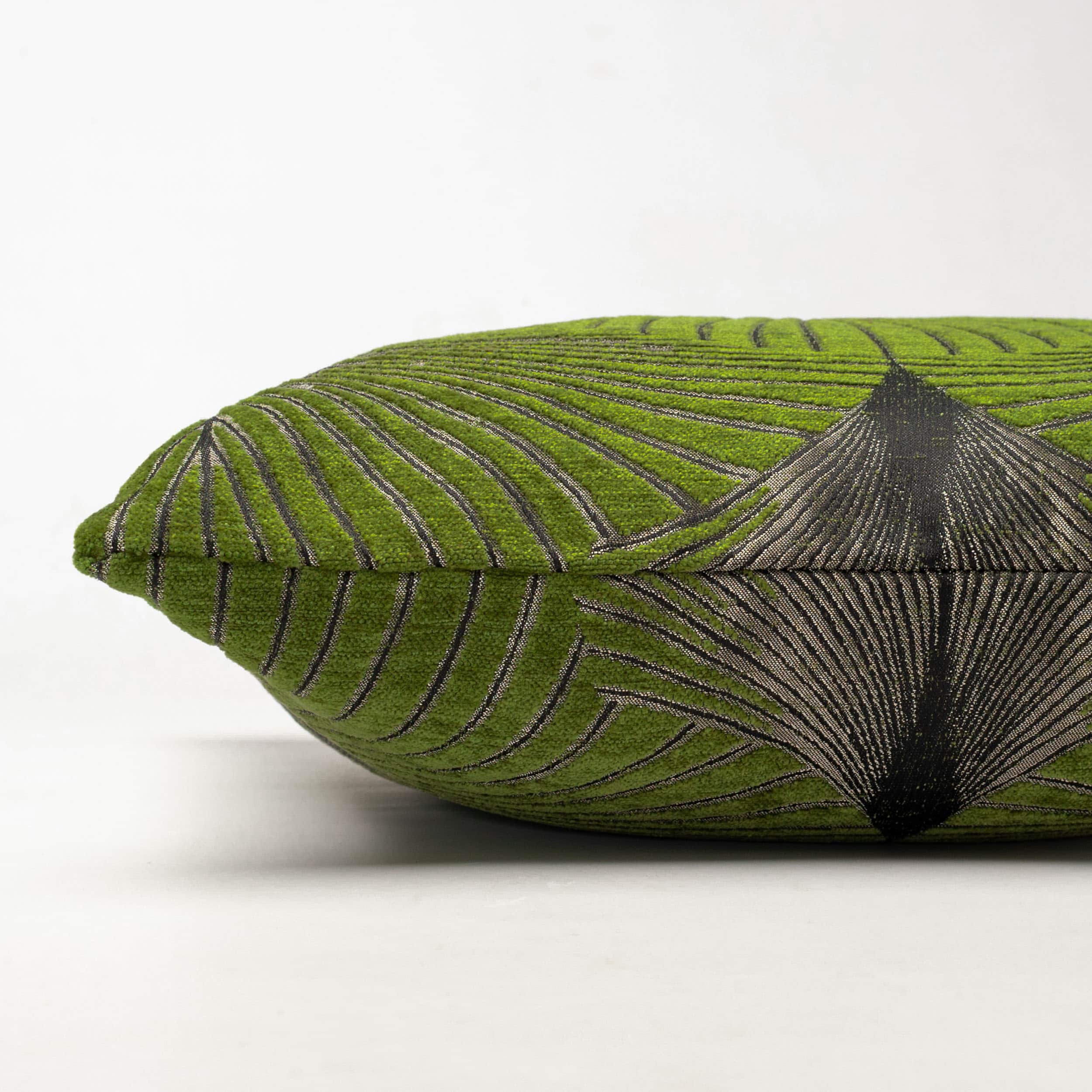 Art Deco Fan Boudoir Cushion in Moss Green