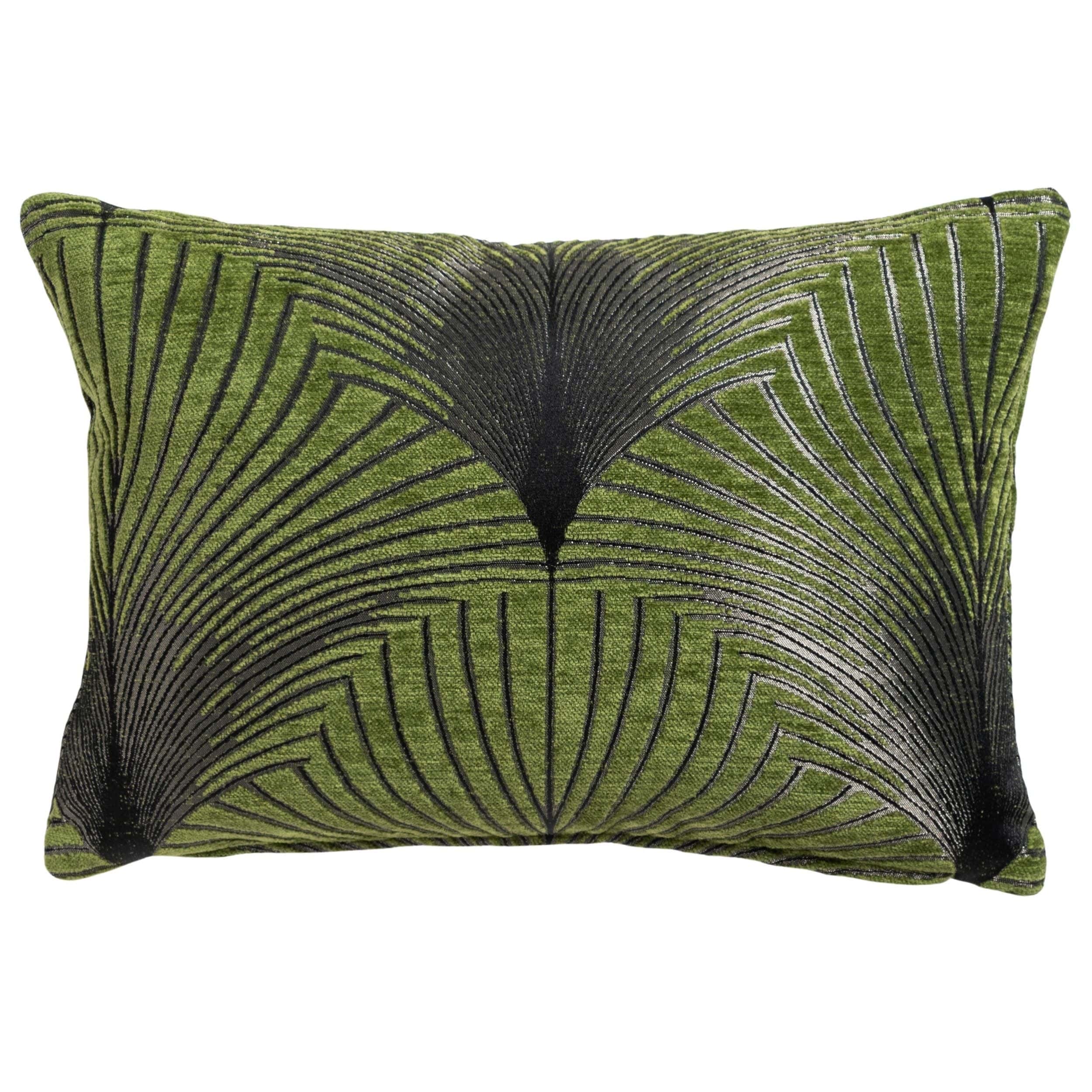 Art Deco Fan Boudoir Cushion in Moss Green