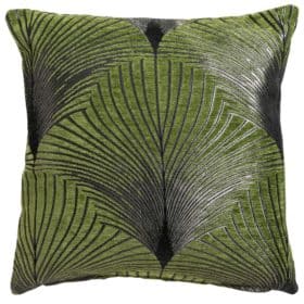 Art Deco Fan Cushion in Moss Green