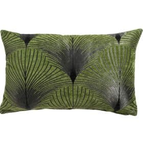 Art Deco Fan XL Rectangular Cushion in Moss Green
