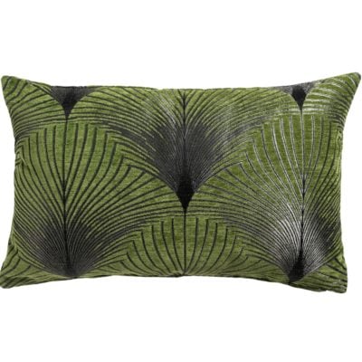 Art Deco Fan XL Rectangular Cushion in Moss Green