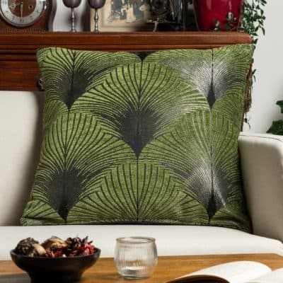 Art Deco Fan Extra-Large Cushion in Moss Green