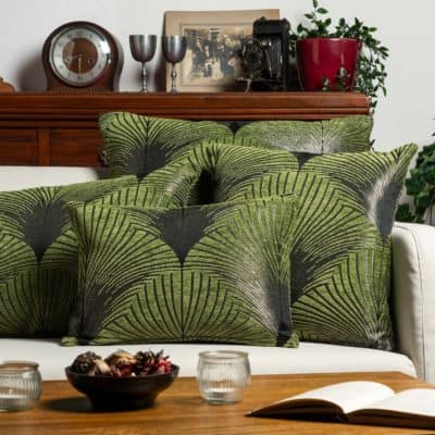 Art Deco Fan Extra-Large Cushion in Moss Green