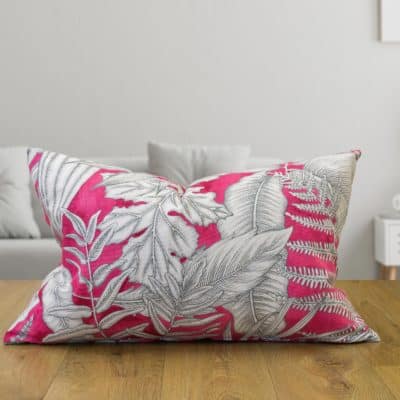 Neon Floral XL Rectangular Cushion in Pink