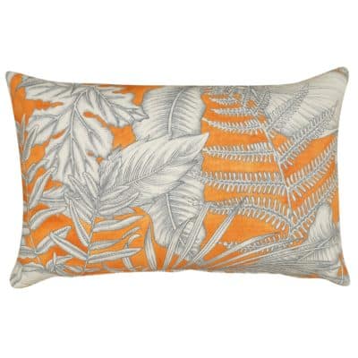 Neon Floral XL Rectangular Cushion in Orange