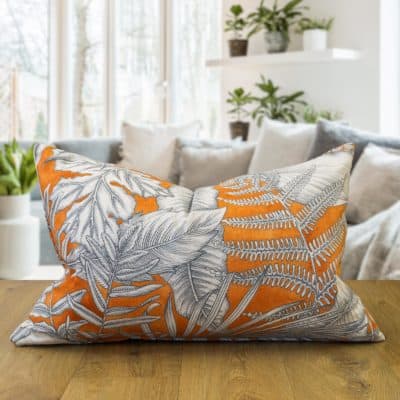 Neon Floral XL Rectangular Cushion in Orange