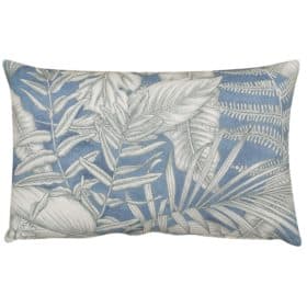 Neon Floral XL Rectangular Cushion in Denim Blue