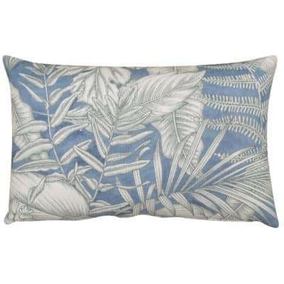 Neon Floral XL Rectangular Cushion in Denim Blue