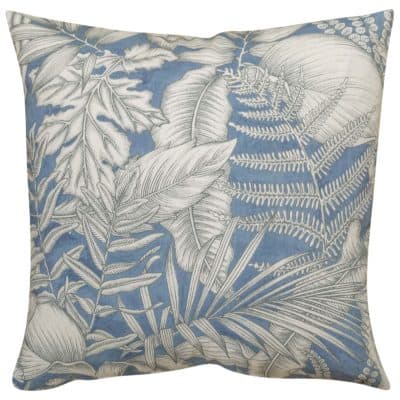 Neon Floral Extra-Large Cushion in Denim Blue