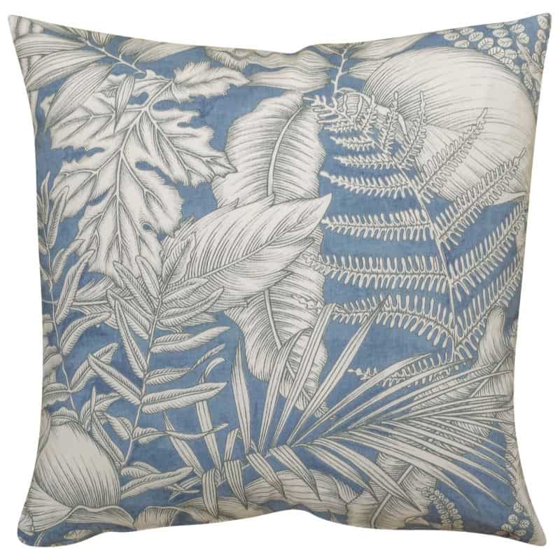 Neon Floral Extra-Large Cushion in Denim Blue