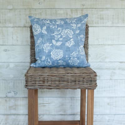 Denim Blue Country Birds Cushion