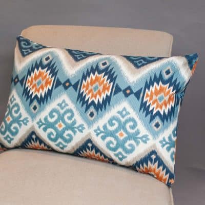 Navajo Kilim XL Rectangular Cushion in Teal and Orange
