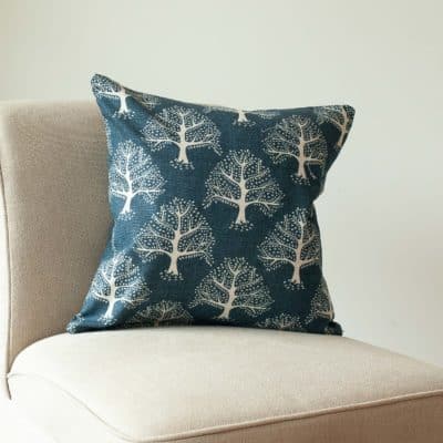Oak Tree Cushion in Indigo