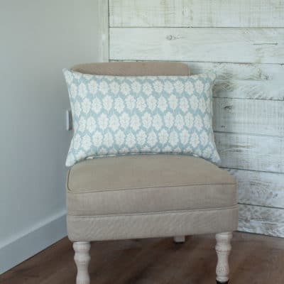 Autumn Leaf XL Rectangular Cushion in Duck Egg